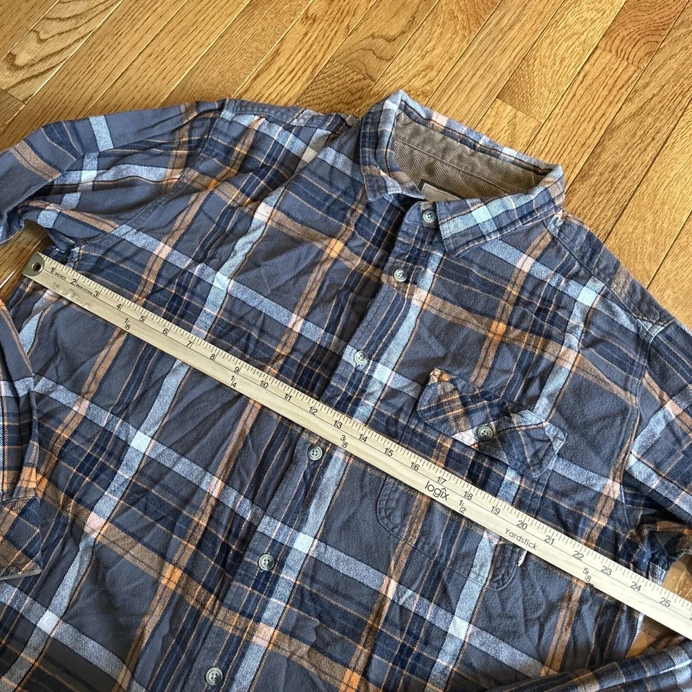 Legendary Whitetails Flannel Shirt‎ Men XL Grey Orange Plaid Corduroy Flip Cuffs